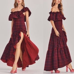 LoveShackFancy Martini Plaid Midi Dress Size 8